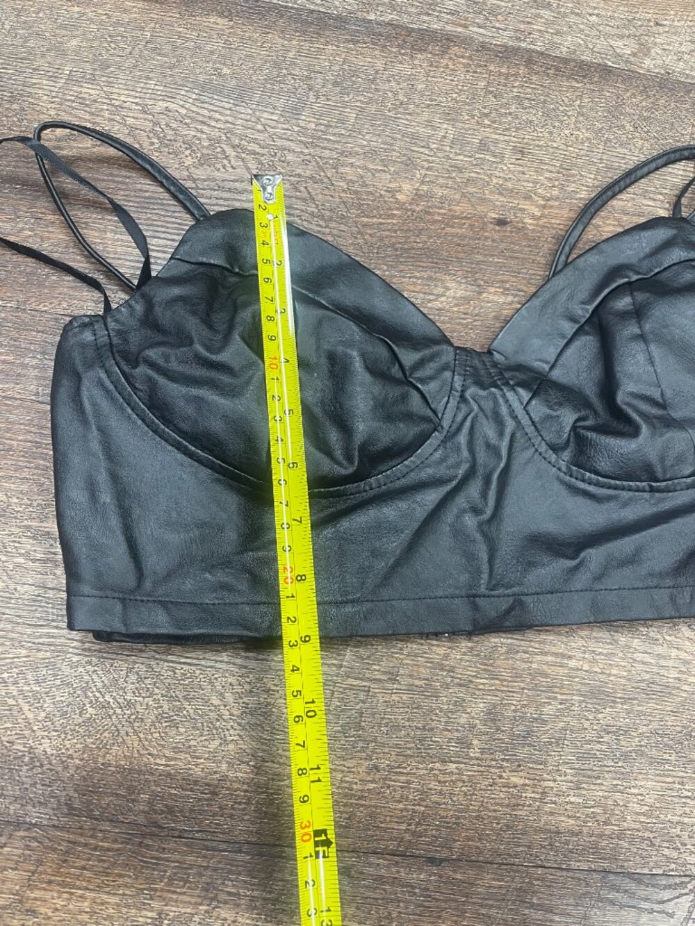 TRAC NWT Black Faux Leather-Look Bustier Crop Top Medium - Picture 8 of 8